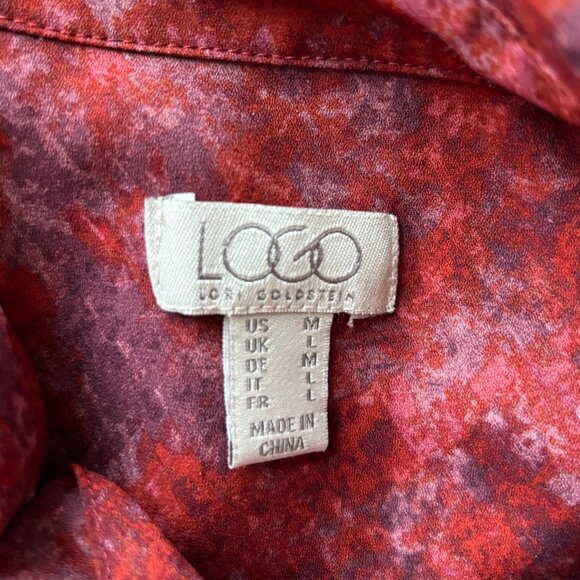 Logo Lori Goldstein Top Womens Medium Rust Button Up Lagenlook Blouse Artsy Boho - Picture 6 of 7